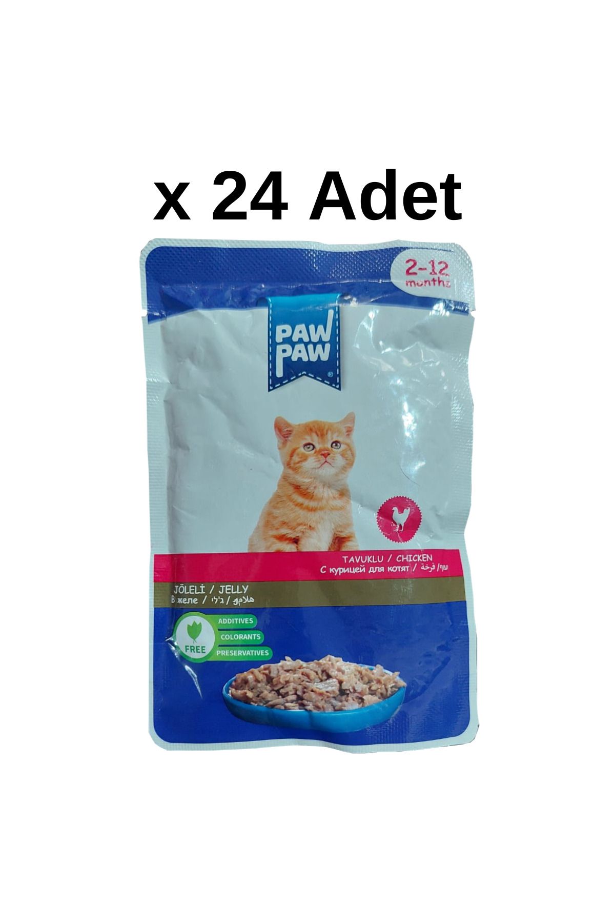 Paw Paw Jöle İçinde Tavuklu Yaş Yavru Kedi Maması 85 gr x 24 Adet