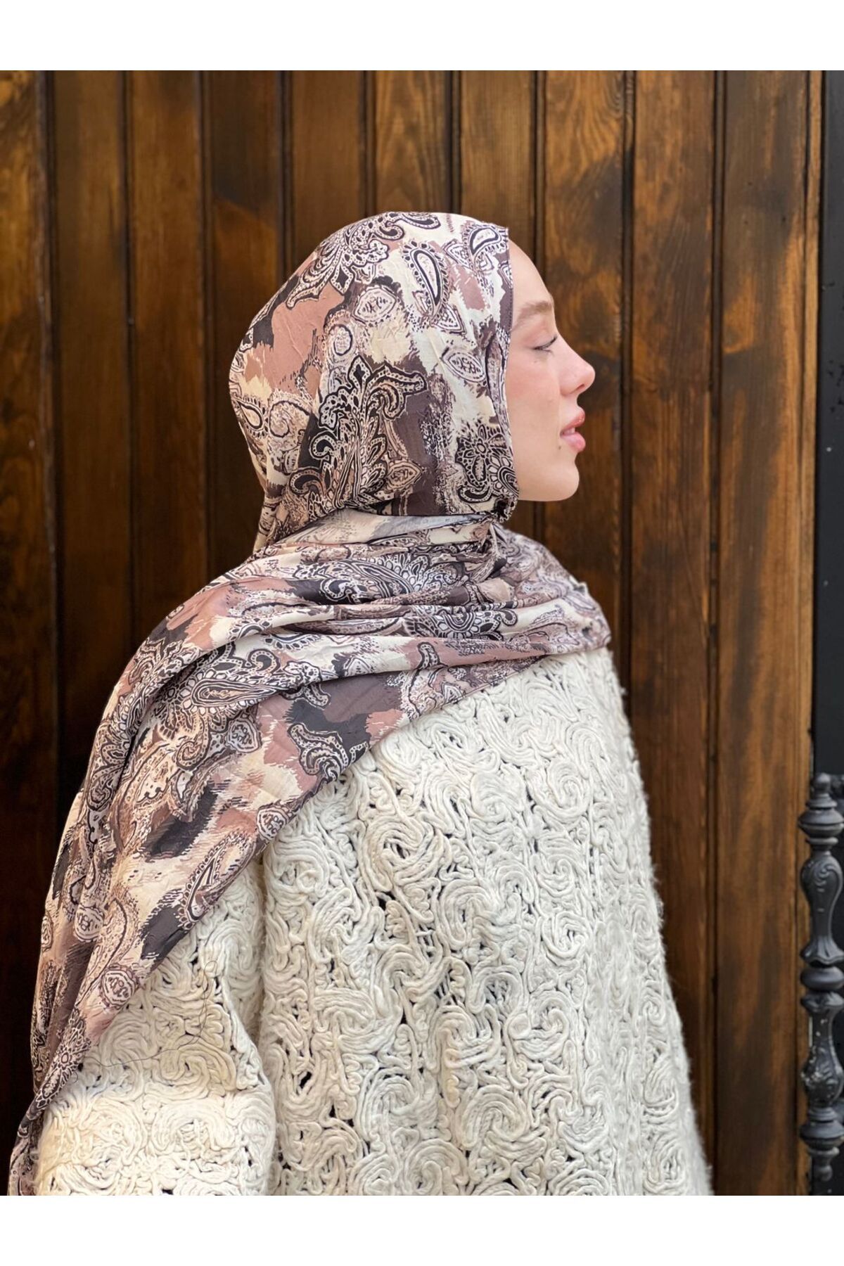 Modakaşmir-Abstract Ethnic Pattern Bamboo Shawl 3