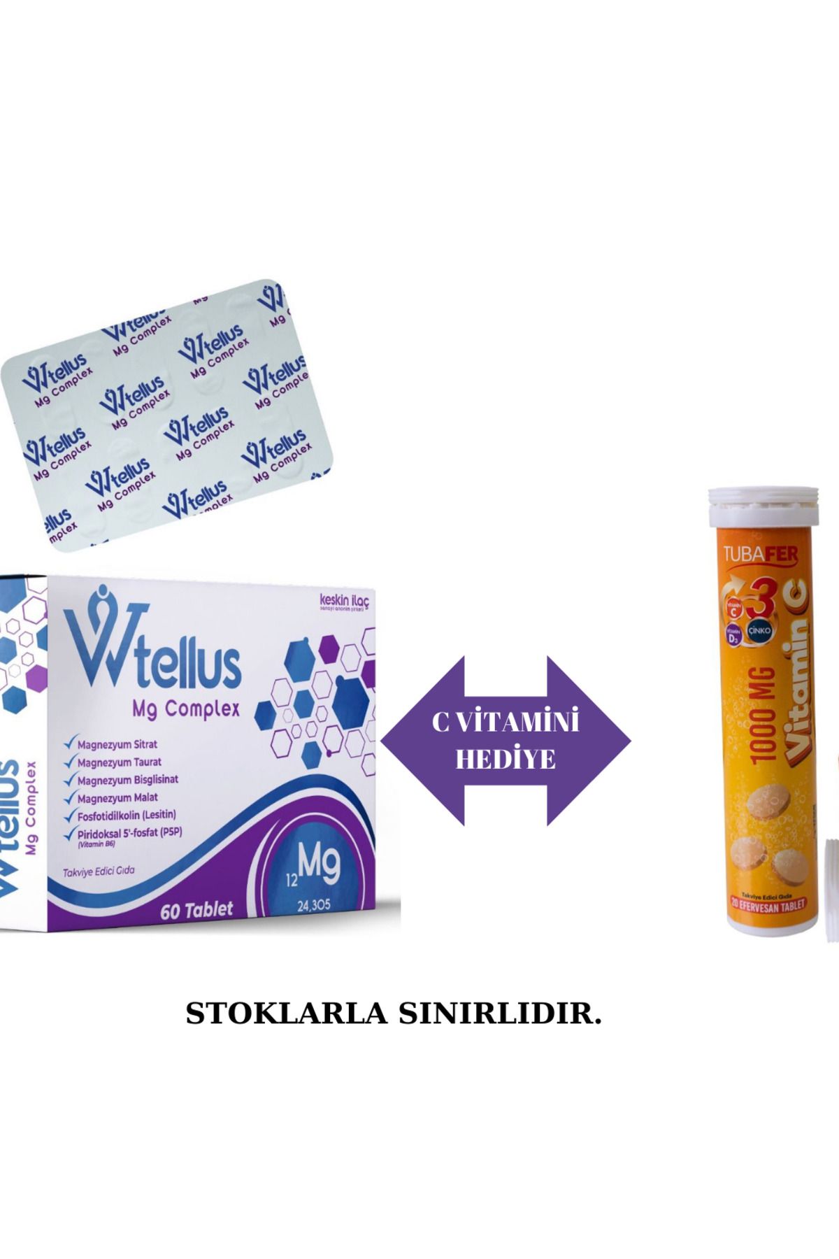 KESKİN İLAÇ Wtellus Mg Complex Magnezyum Kompleksi,fosfotidilkolin,vitamin B6 Ve Glisin Içeren Takviye GIDA