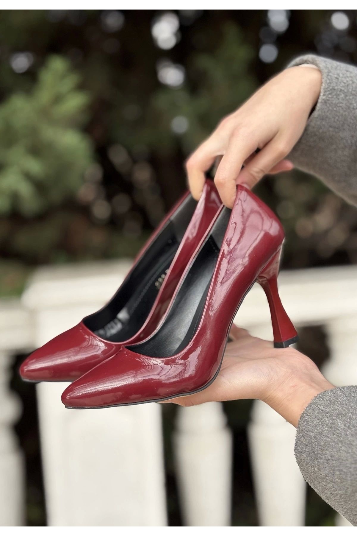 Butik Ulba Bordo Rugan Stiletto Ayakkabı