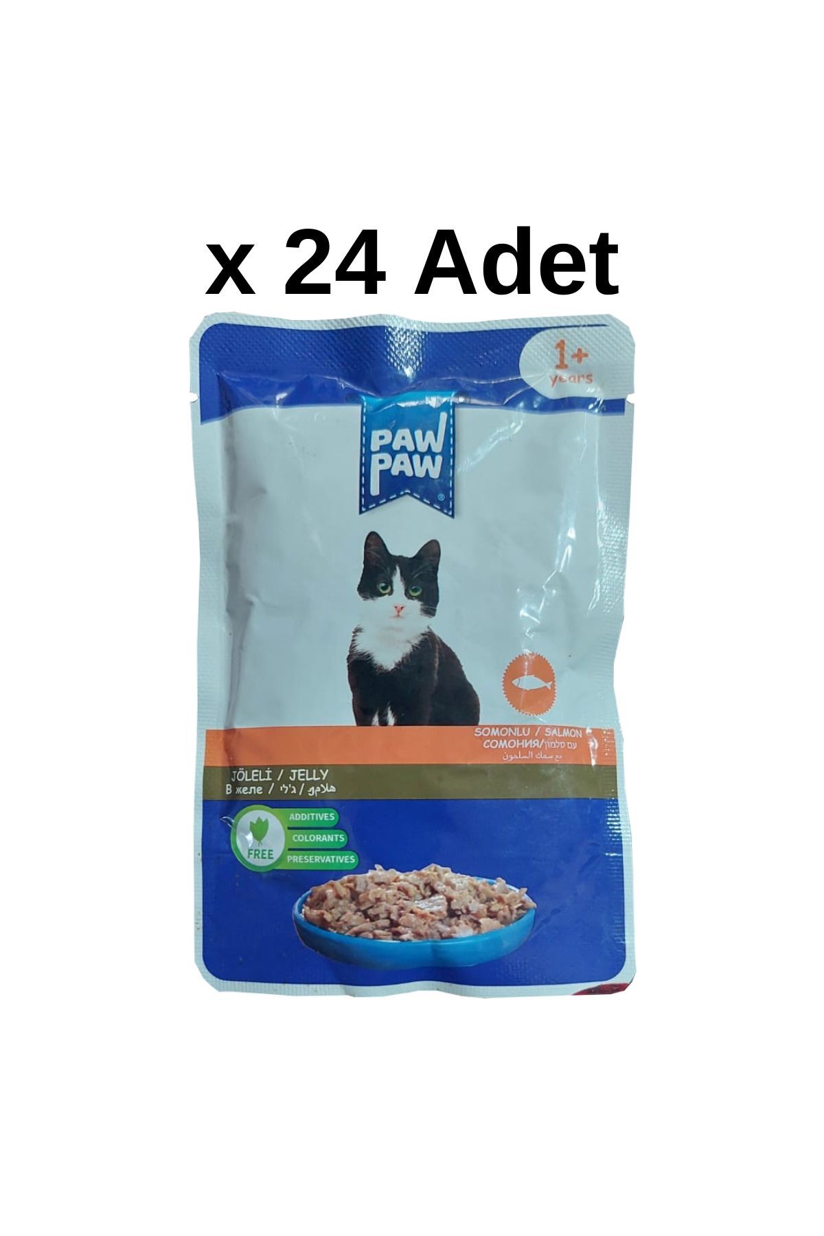 Paw Paw Jöle İçinde Somonlu Yaş Kedi Maması 85 gr x 24 Adet