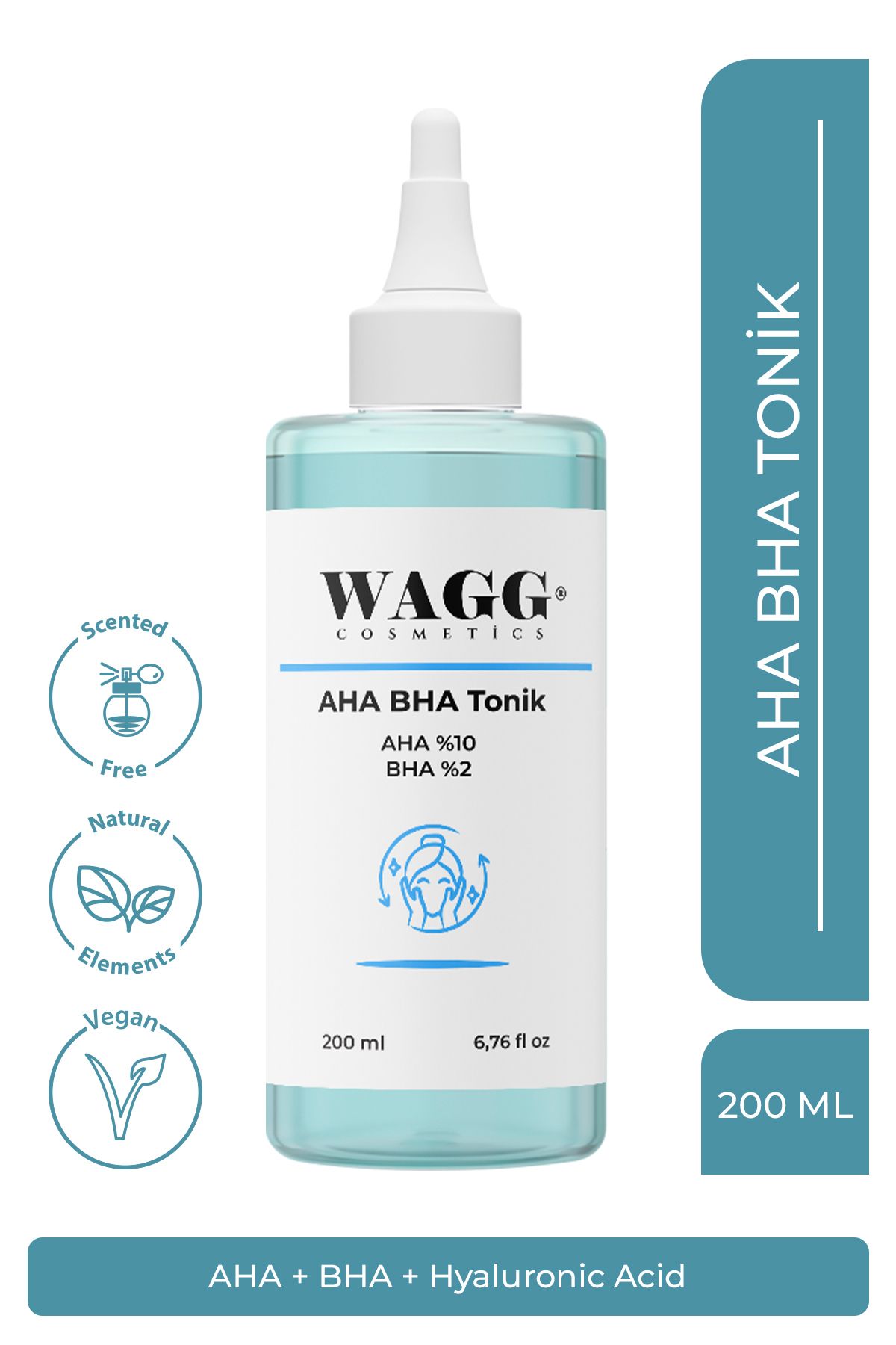 WAGG Cosmetics Canlandırıcı Ve Gözenek Sıkılaştırıcı Tüm Ciltler İçin (AHA %10, BHA %2) Tonik 200ml