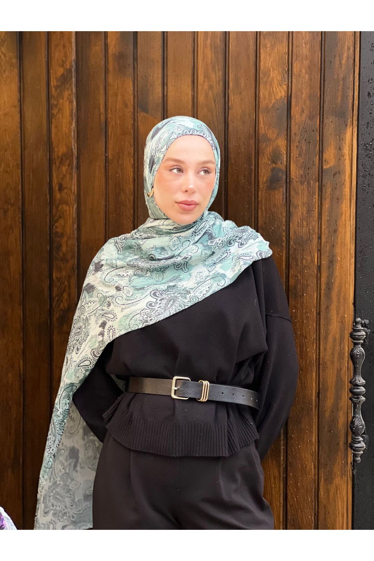 Modakaşmir-Abstract Ethnic Pattern Bamboo Shawl 3