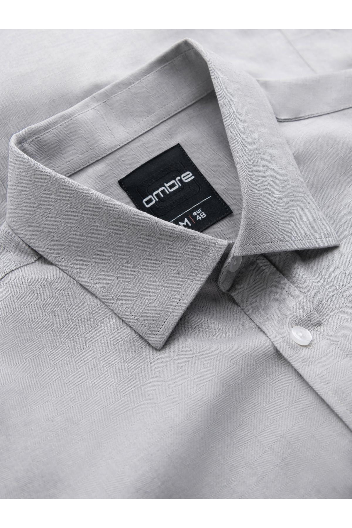 OMBRE-Pánská SLIM FIT košile z dekorativní látky - šedá V2 OM-SHCS-0175 XXL 6