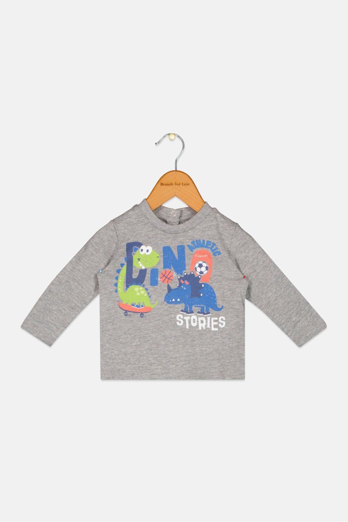 Chicco-Toddlers Boy Round Neck Long Sleeve Graphic Print T-Shirt, Grey Combo 1