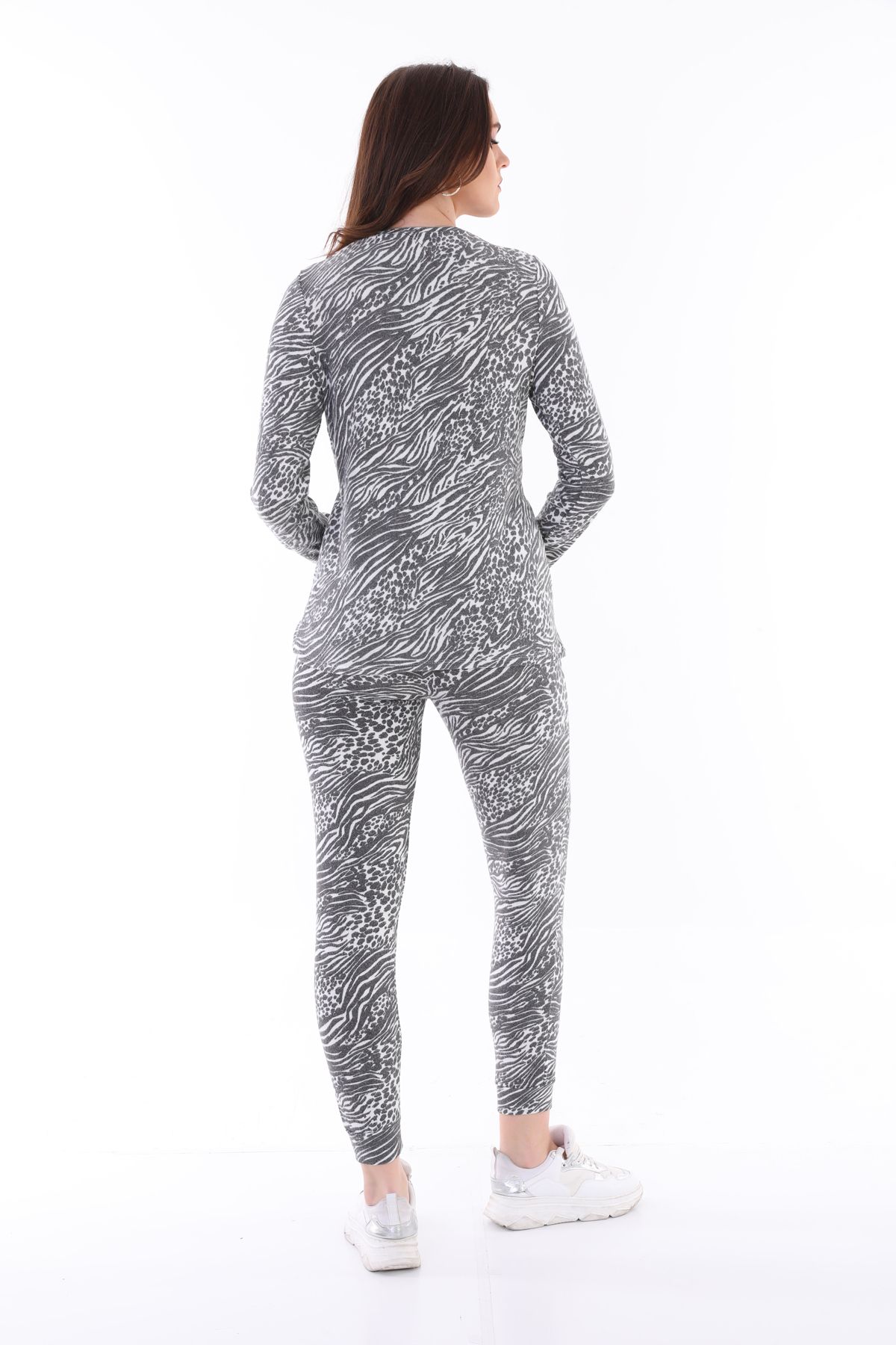 MEGHAN L.A-Gray Zebra Pattern Soft Stretchy Fabric Bottom Top Suit for Pregnant and Maternity Breastfeeding 6