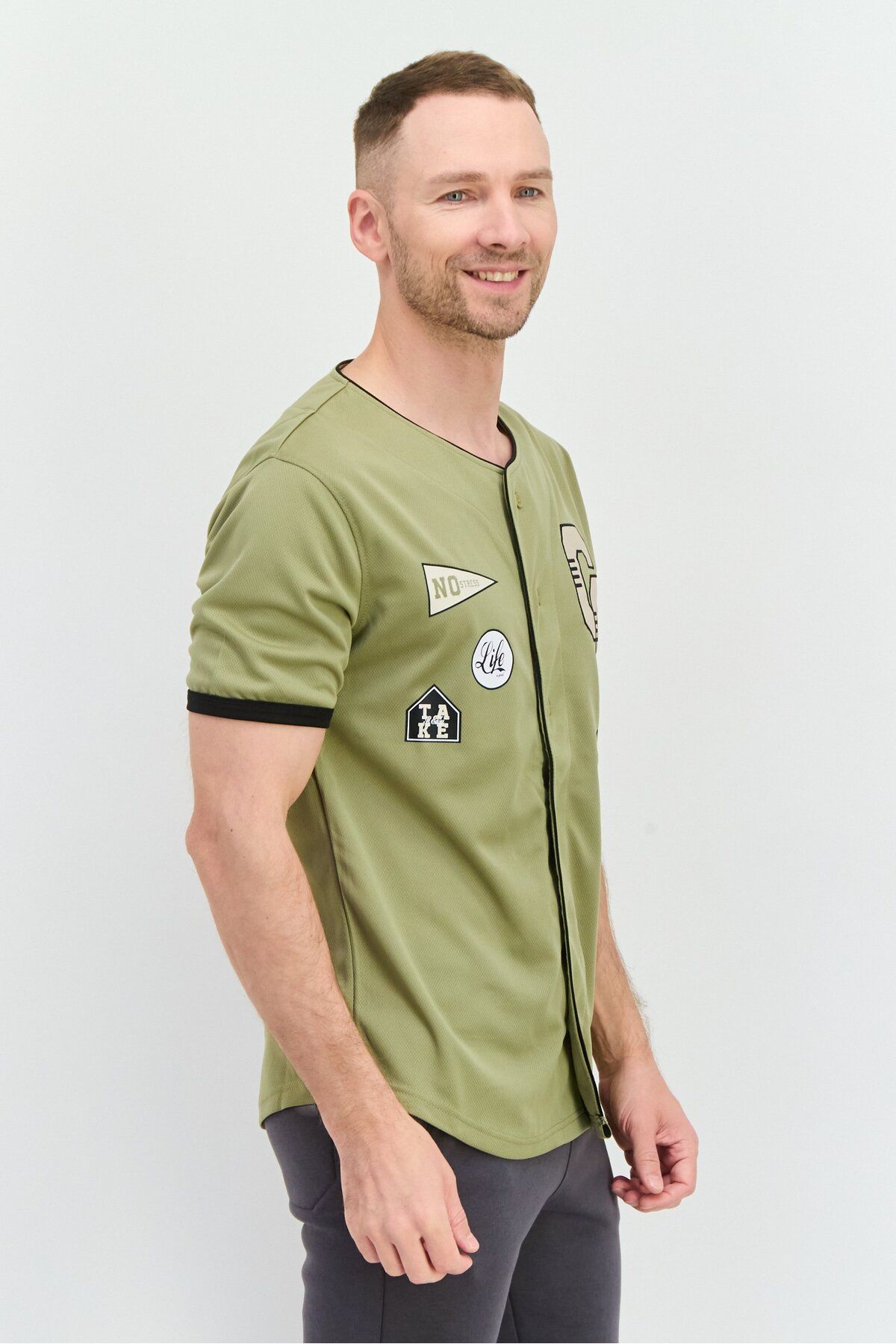 Originals by Brooklyn Cloth-Men Sportswear Fit Short Sleeves Outdoor Jersey, Olive Combo 2