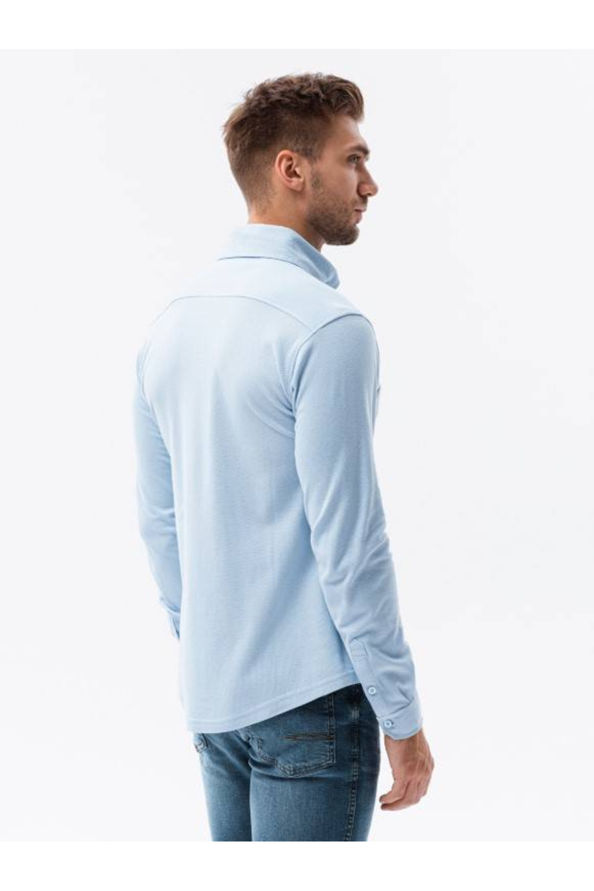 OMBRE-Langarm-Strickhemd für Herren - blau V3 K540 M 8