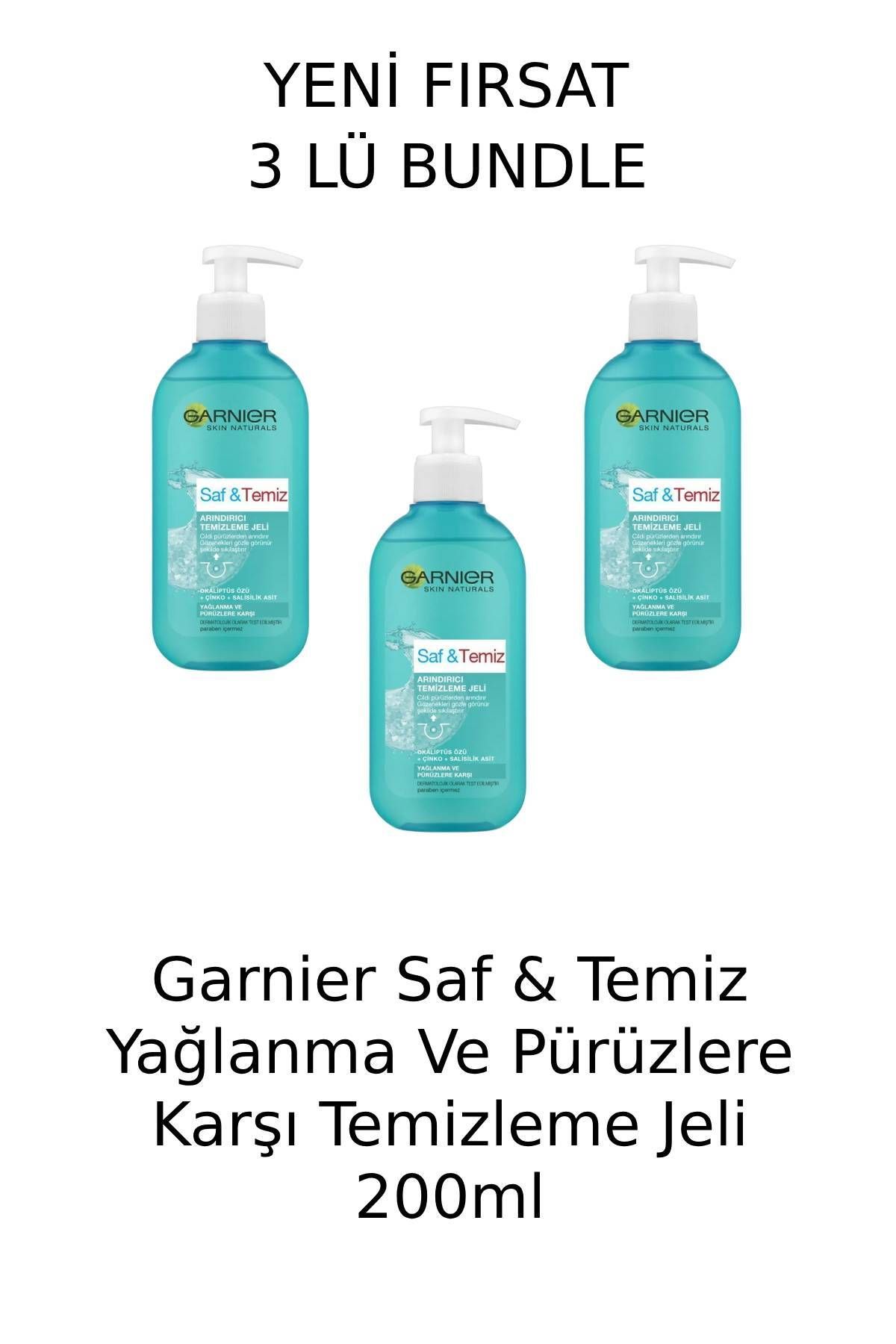 Garnier Saf & Temiz Yağlanma Ve Pürüzlere Karşı Temizleme Jeli 200ml 3'lü set
