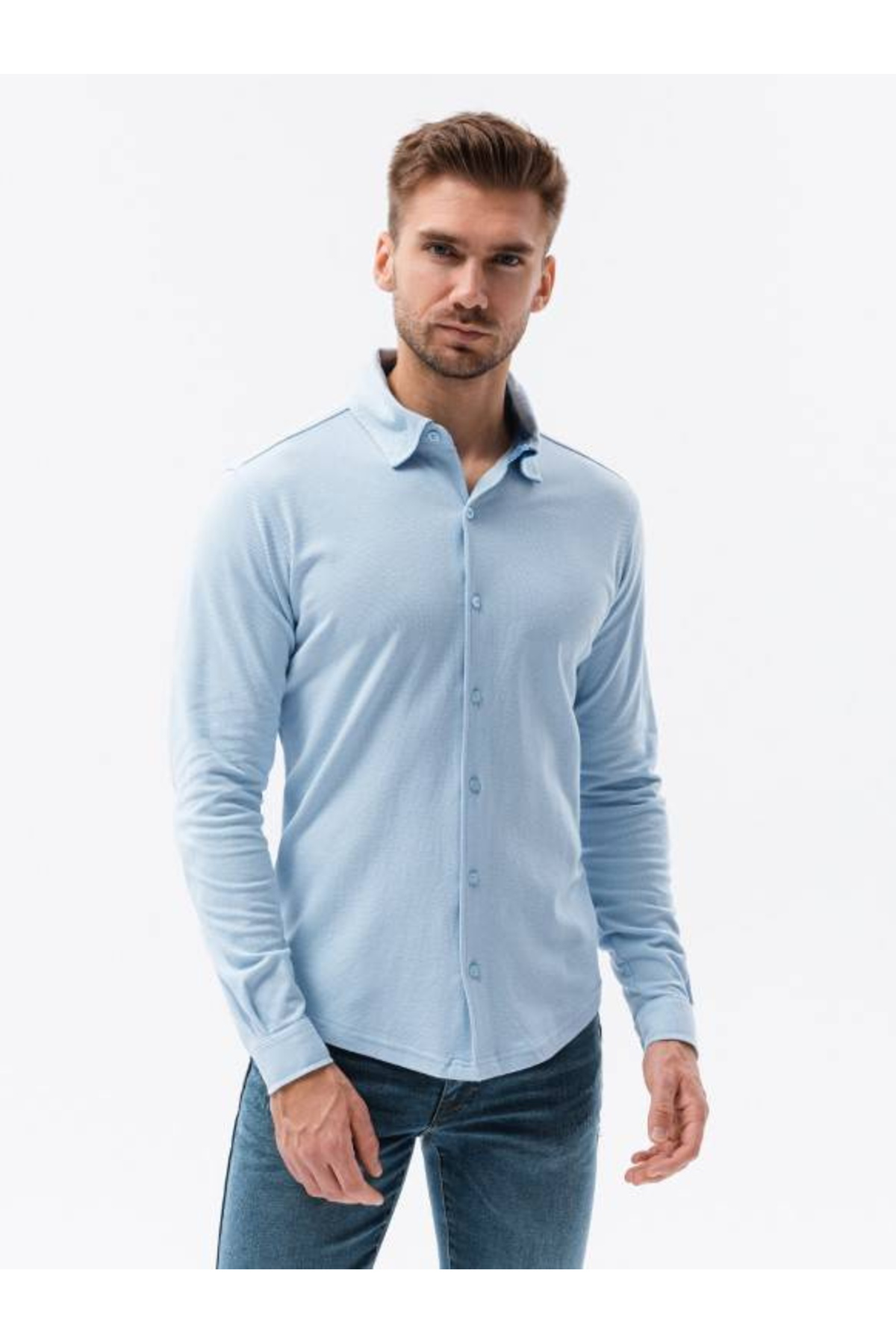 OMBRE-Langarm-Strickhemd für Herren - blau V3 K540 M 3