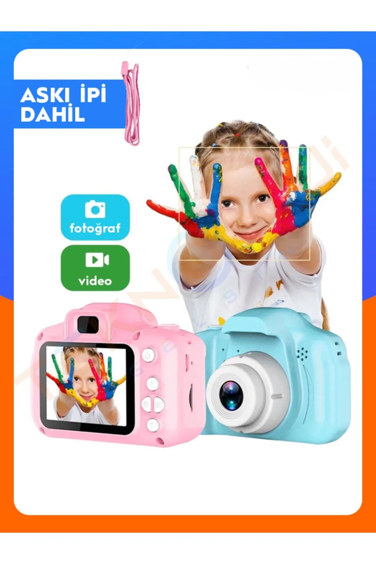 ARELL TEKNOLOJİ ARELL TEKNOLOJİ Çocuk Kamerası Dijital Fotoğraf Makinesi Mini 1080p HD Kamera Hafıza Kart Hediyeli