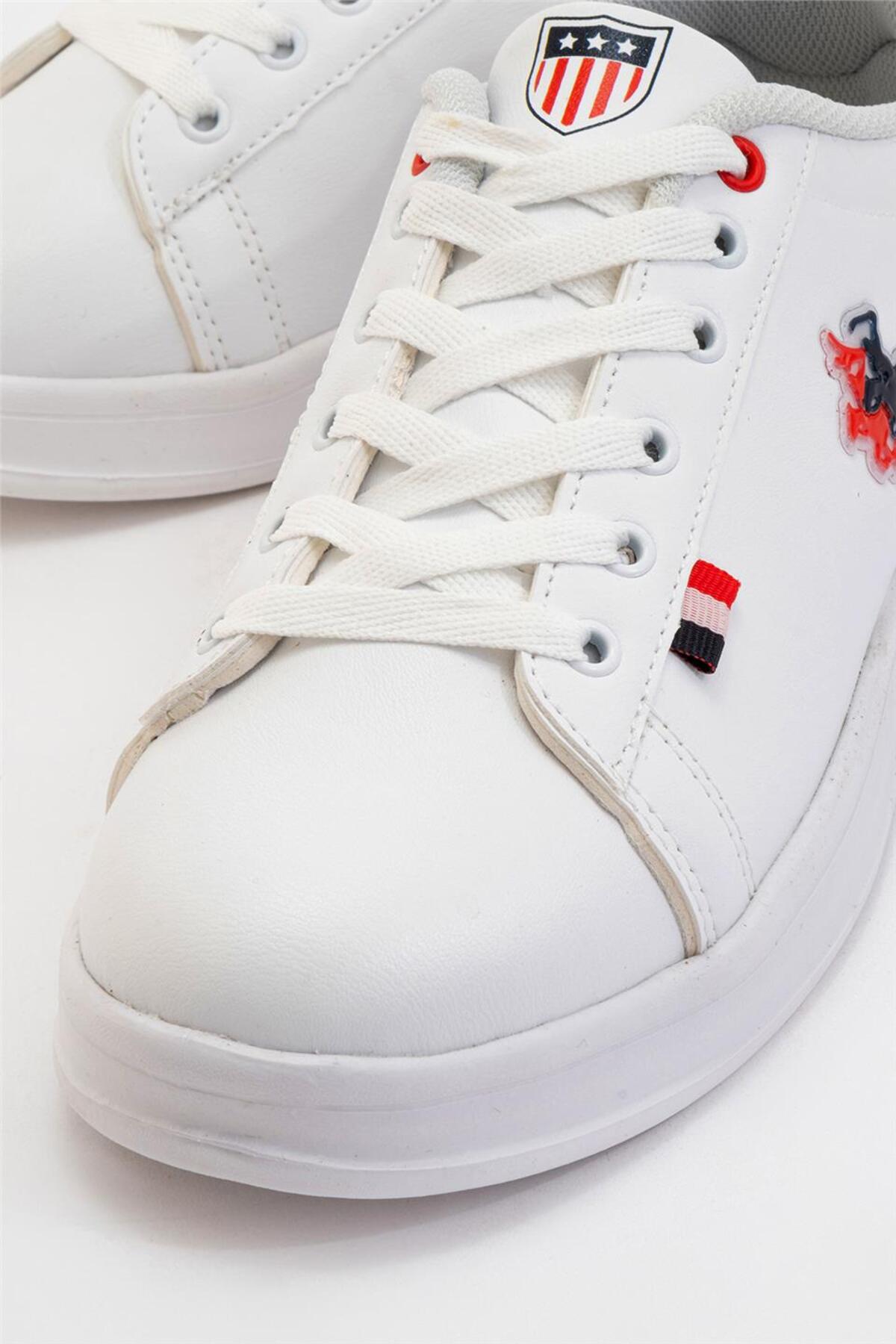 Liger Unisex Sneakers Günlük Spor Ayakkabı Beyaz - Kırmızı görsel 3