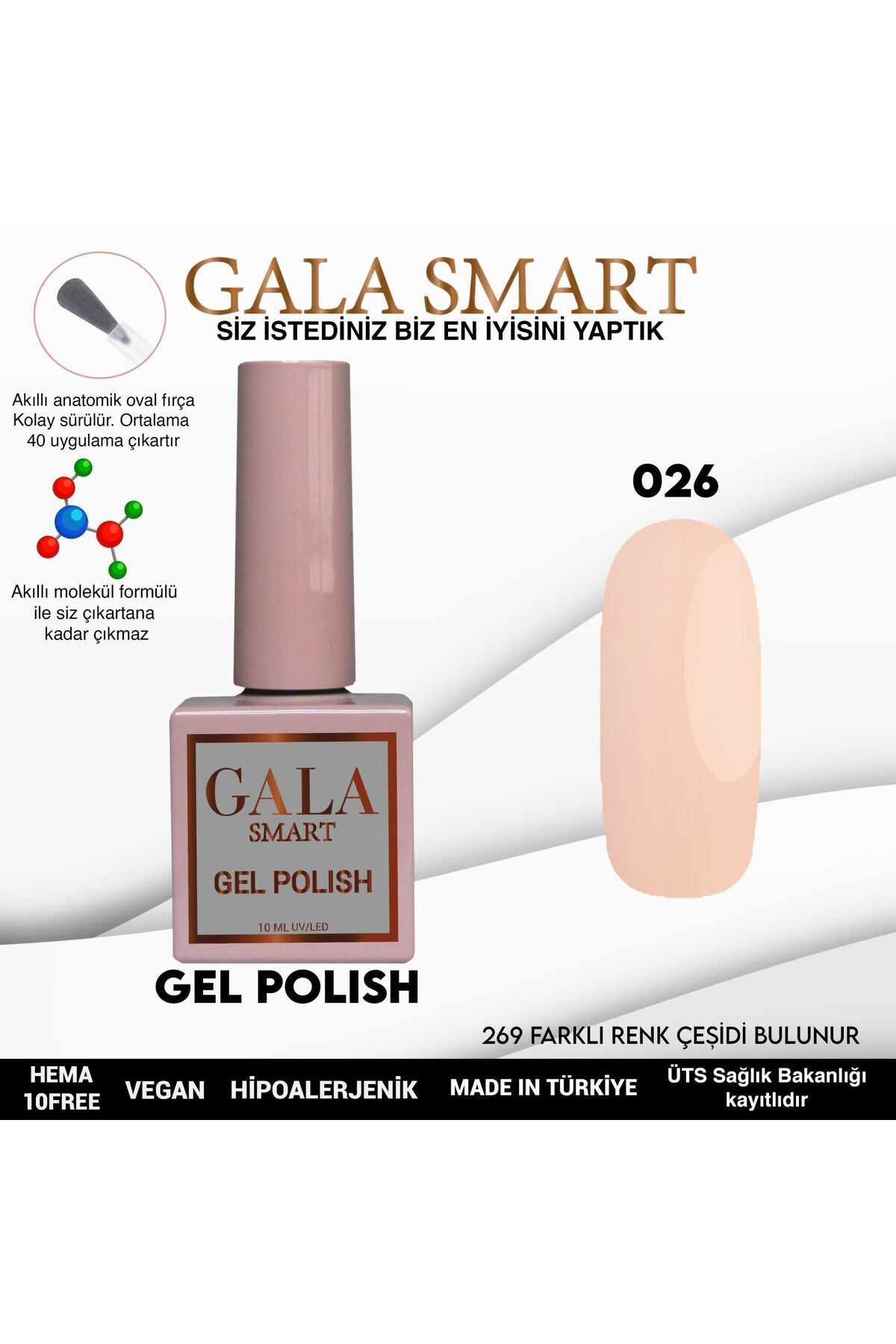 gala smart Classic Kalıcı Oje 10ml No:026