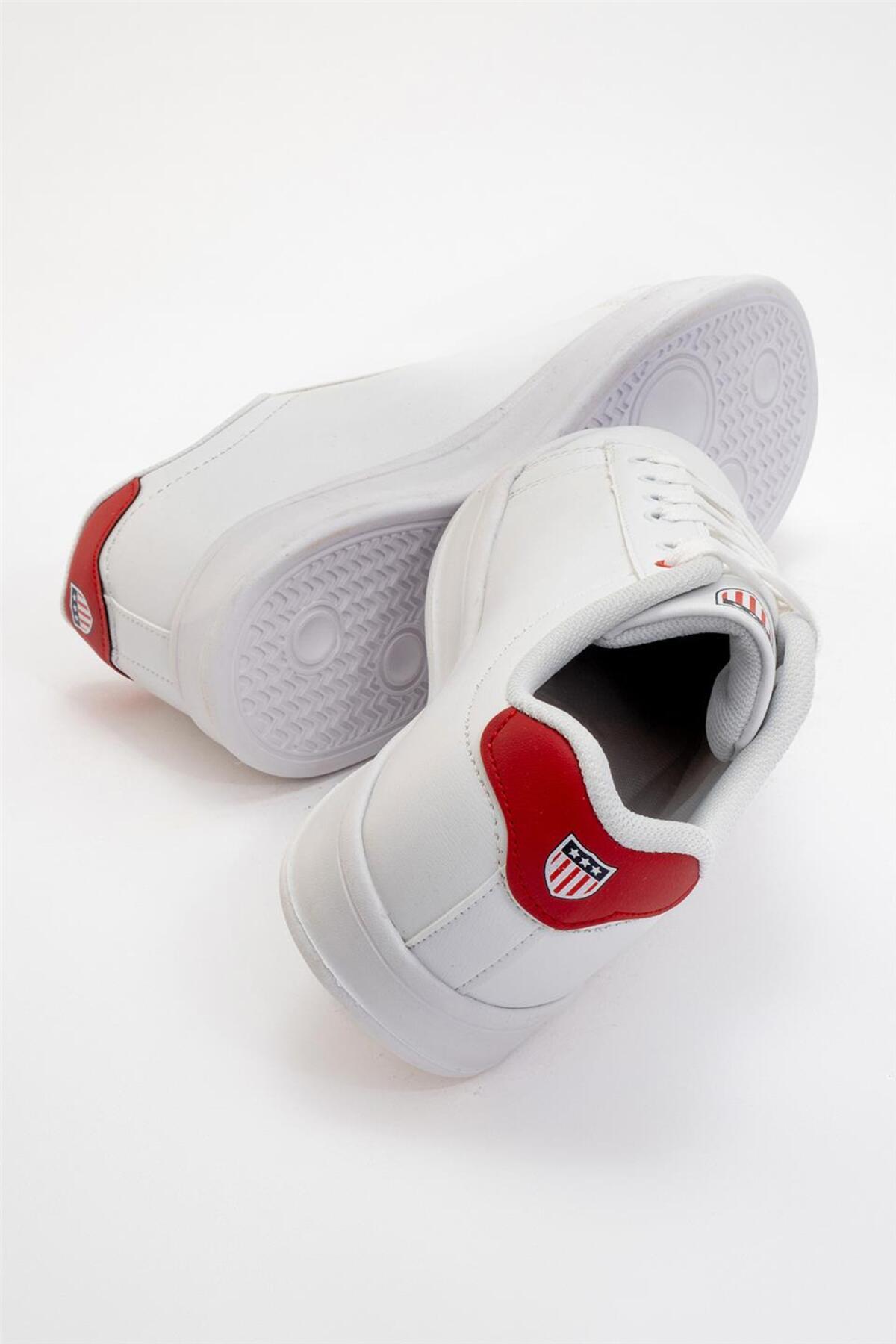 Liger Unisex Sneakers Günlük Spor Ayakkabı Beyaz - Kırmızı görsel 4