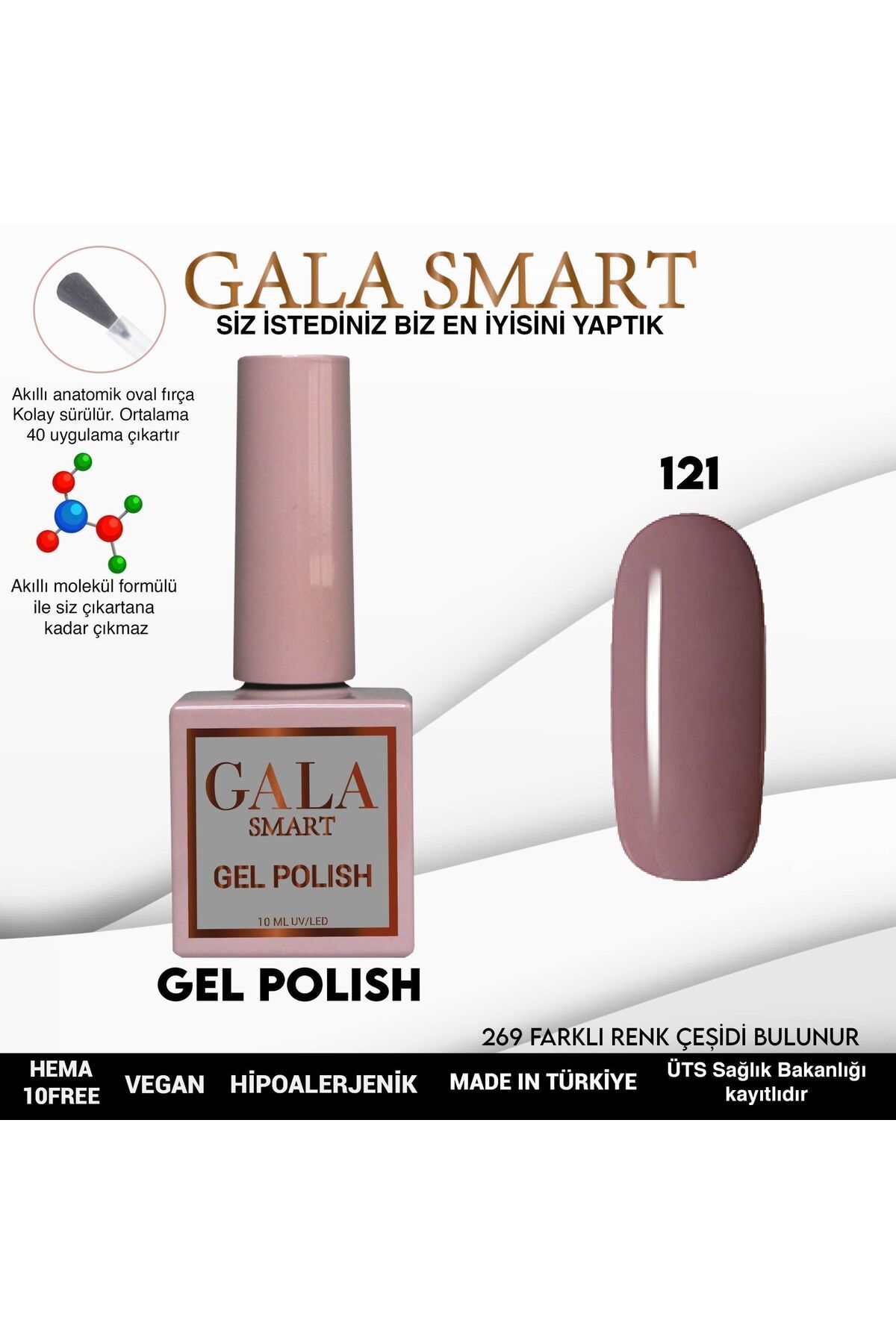 gala smart Classic Kalıcı Oje 10ml No:121