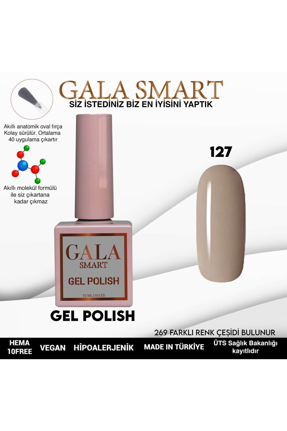 gala smart Classic Kalıcı Oje 10ml No:127