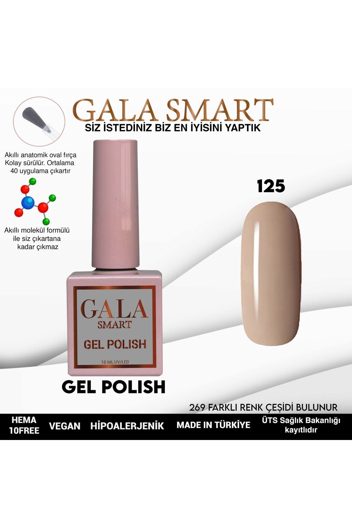 gala smart Classic Kalıcı Oje 10ml No:125