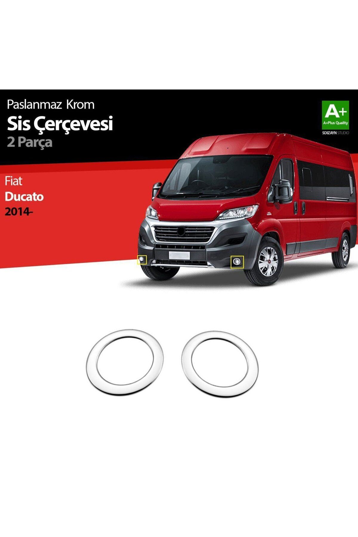 BTM OTOMOTİV Fiat Ducato 2014 Sonrası Sis Farı Çerçevesi Krom 2  Parça P.Çelik