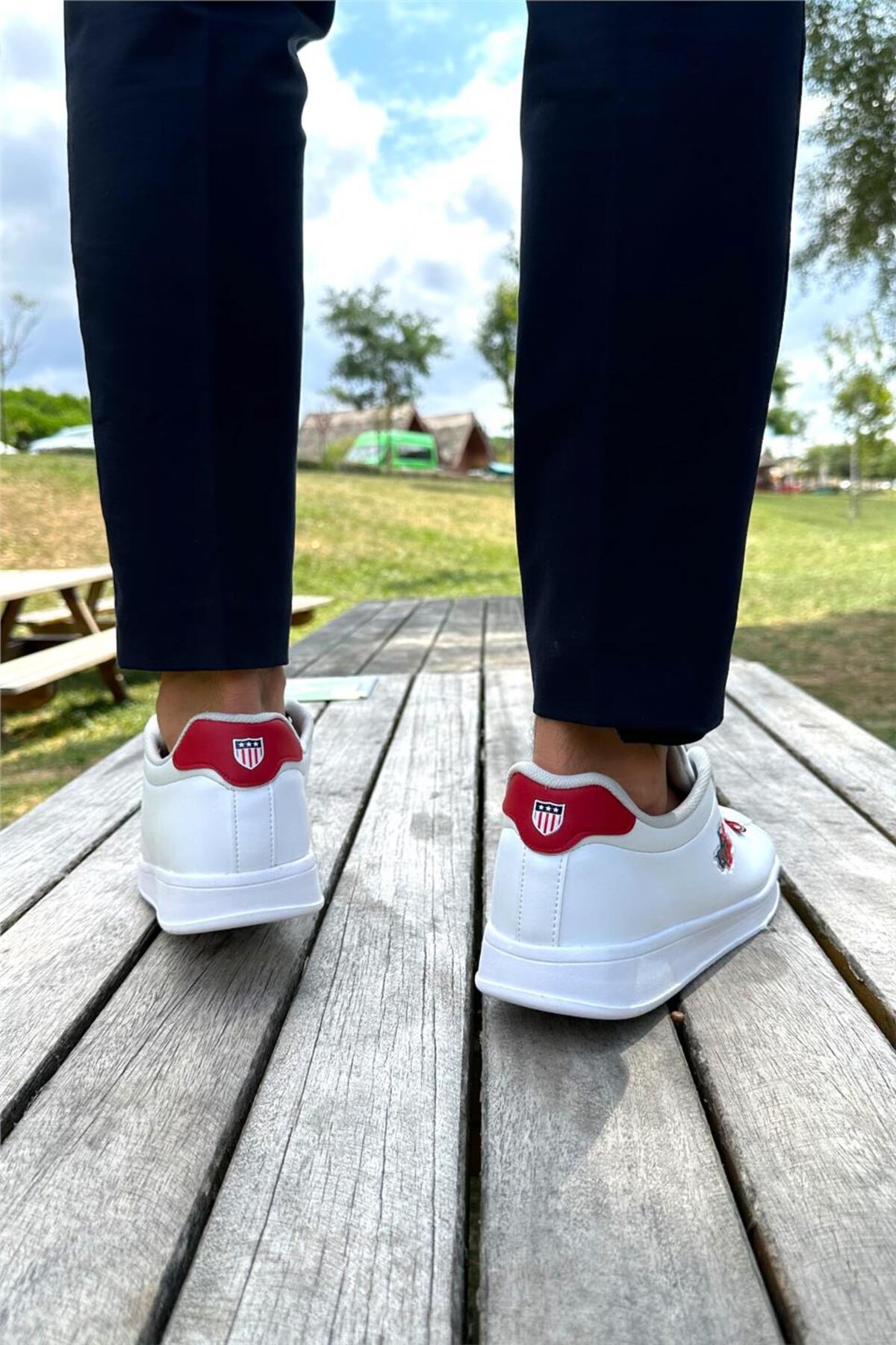 Liger Unisex Sneakers Günlük Spor Ayakkabı Beyaz - Kırmızı görsel 8