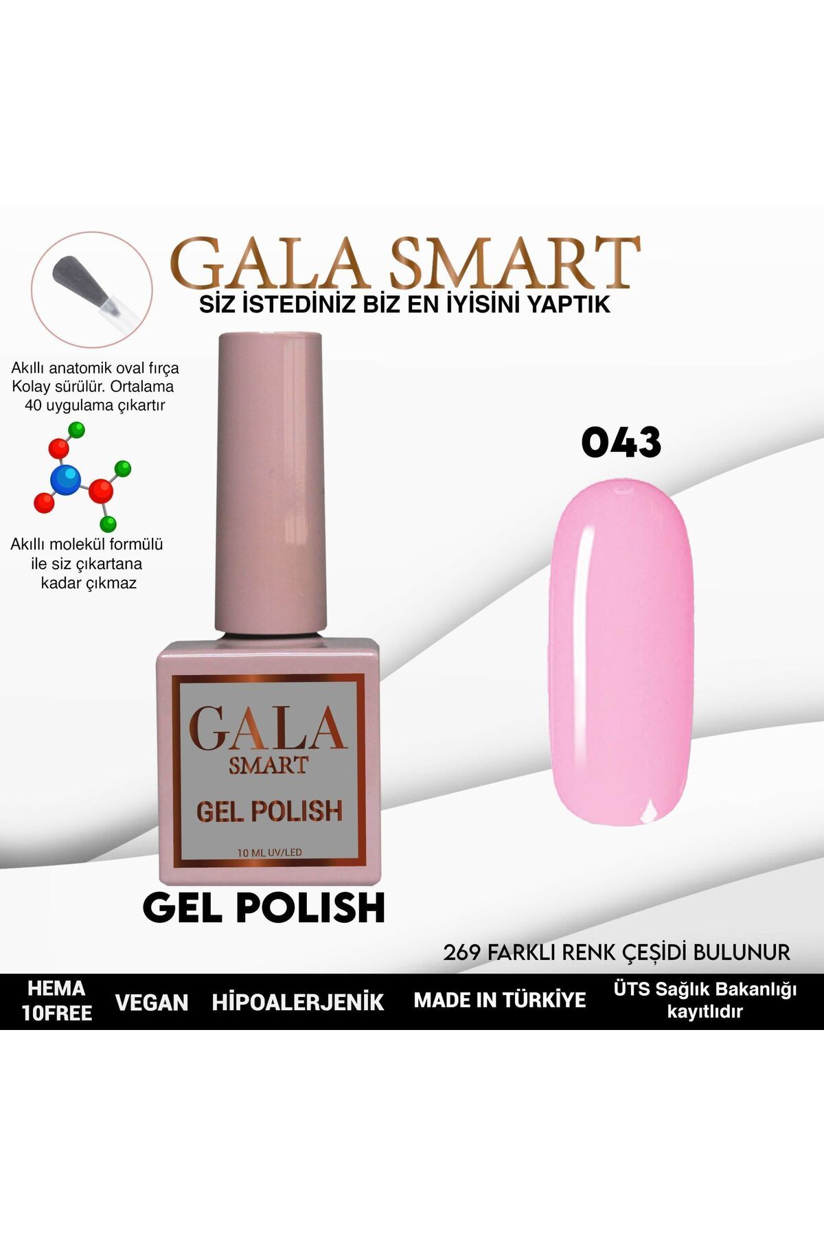 gala smart Classic Kalıcı Oje 10ml No:043