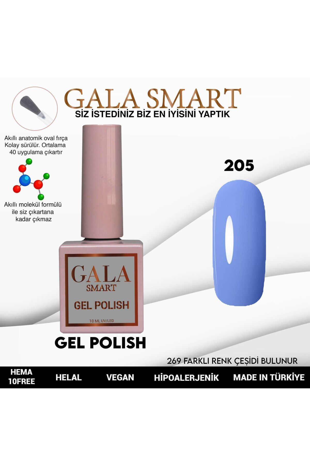 gala smart Classic Kalıcı Oje 10ml No:205