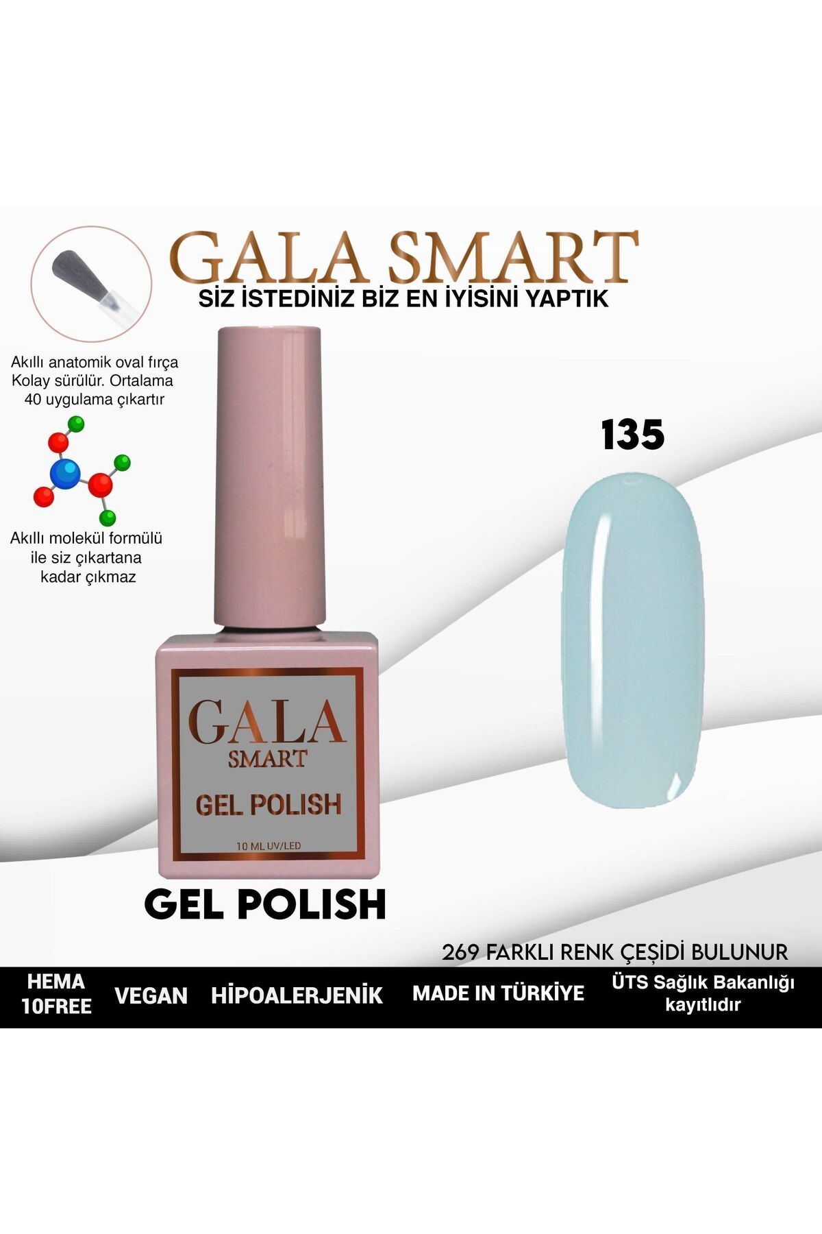 gala smart Classic Kalıcı Oje 10ml No:135