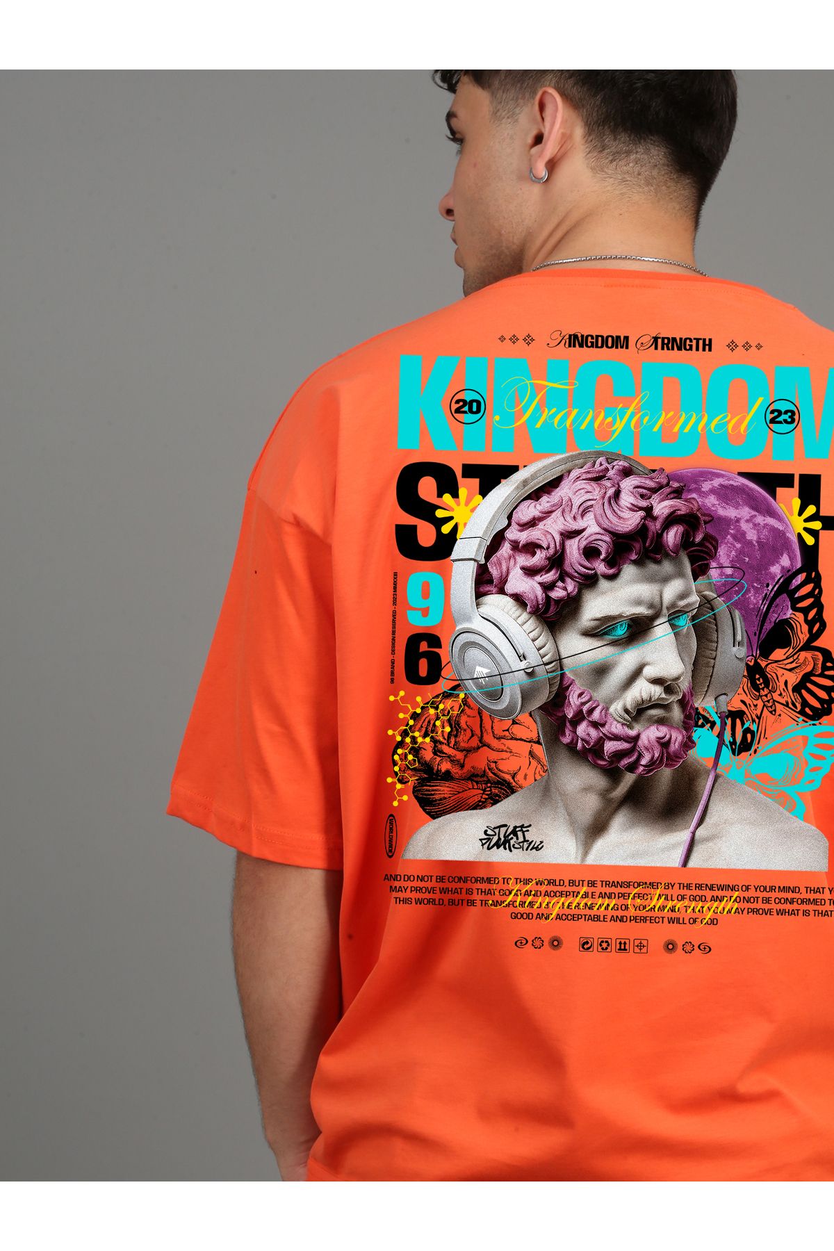 SOFT Premium Oversize  Unisex Baskılı T-shirt Kingdom - Turuncu