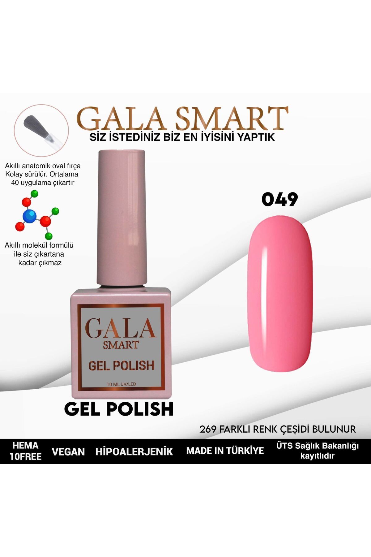 gala smart Classic Kalıcı Oje 10ml No:049