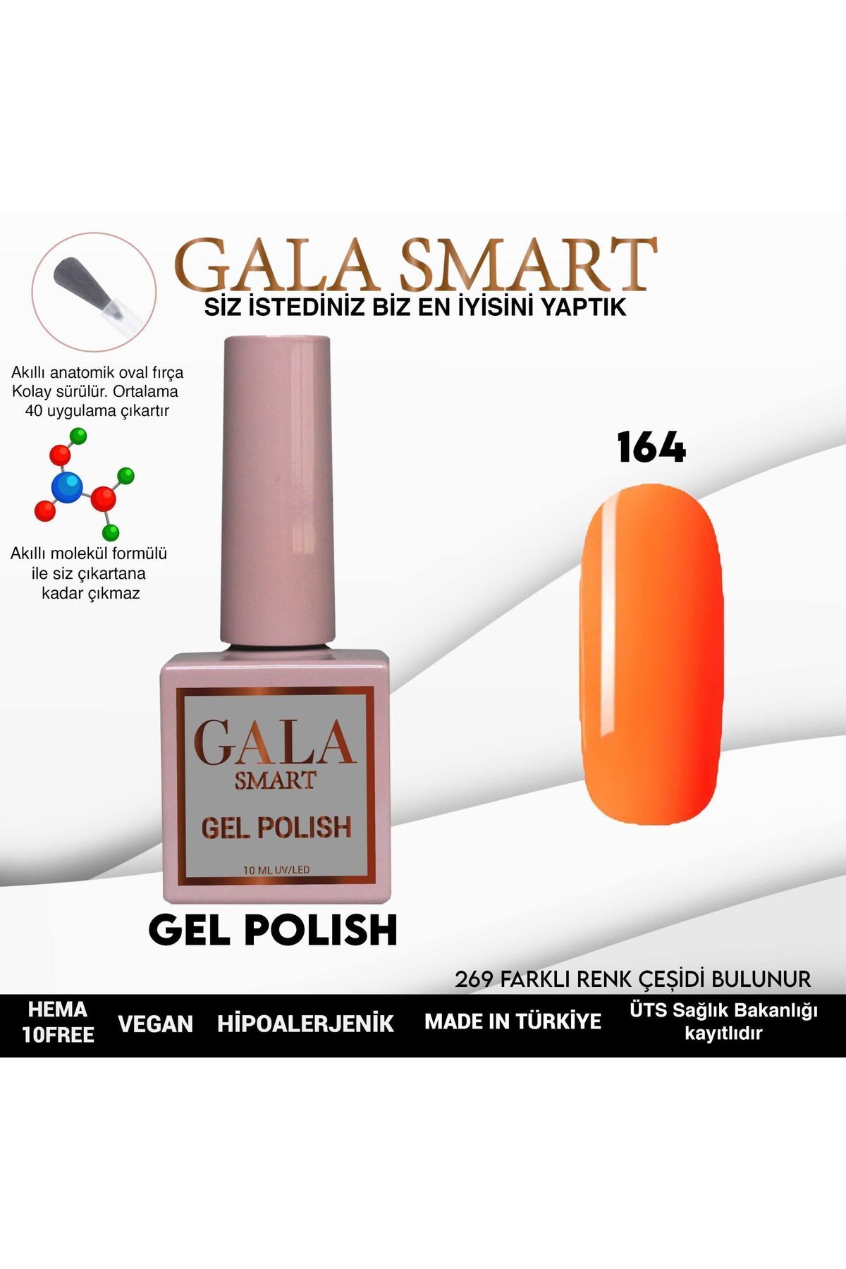 gala smart Classic Kalıcı Oje 10ml No:164