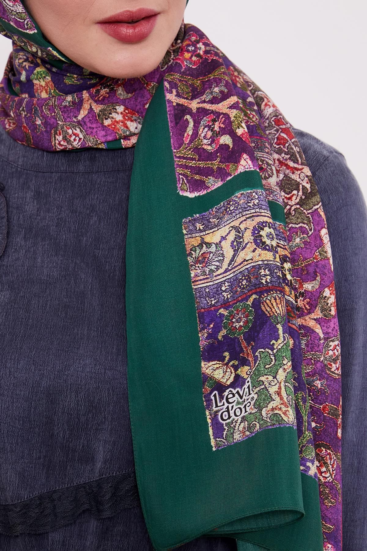 Levidor-Emerald Motif Pattern Royal Shawl 3