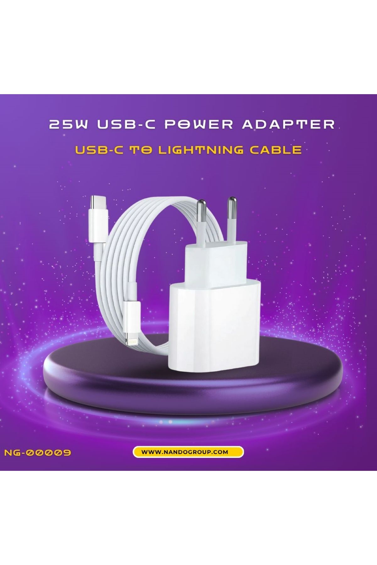 NANDO GROUP Iphone Uyumlu 25W Adaptör ve 20W Type-C Lightning Kablo Şarj Set