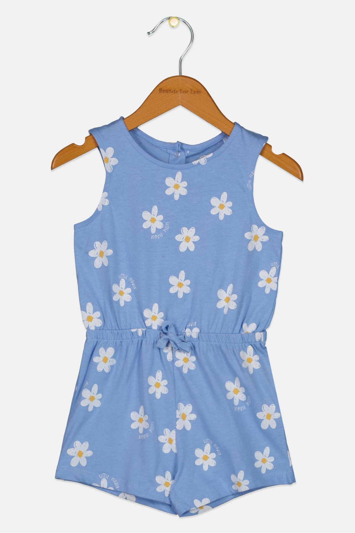 Cool Club-Toddlers Girl Floral Print Sleeveless Rompers, Blue 1