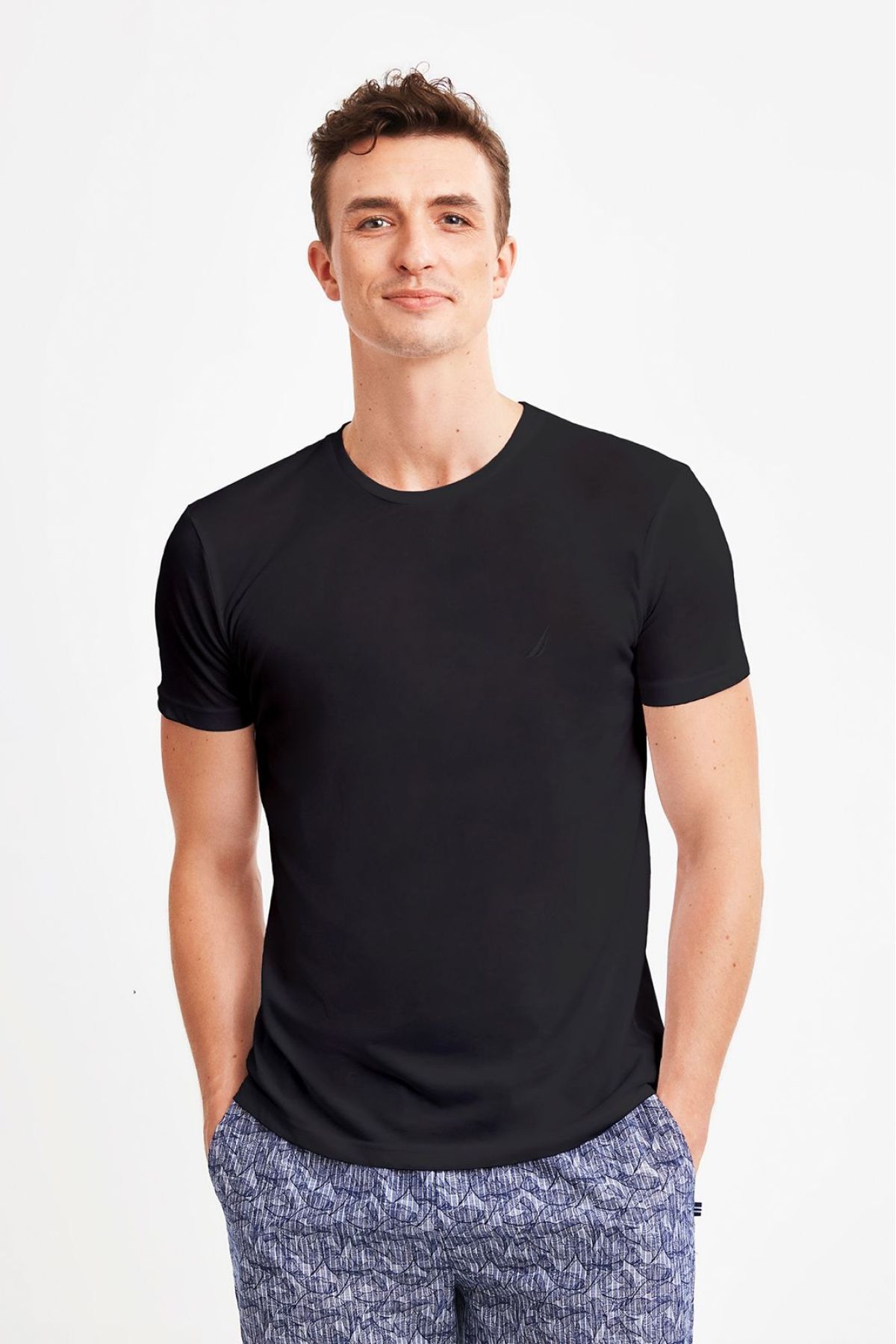 Nautica-M-1019 Soft Textured Black T-Shirt 1