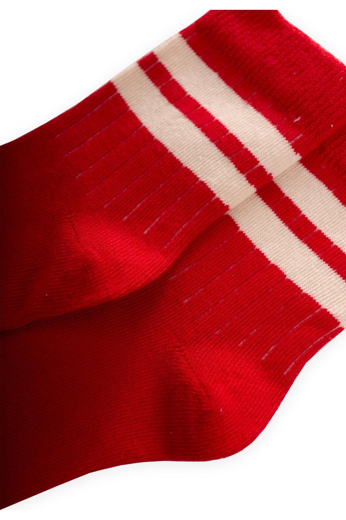 Cigit-Red Raw Striped Socket - Ages 3-8 2