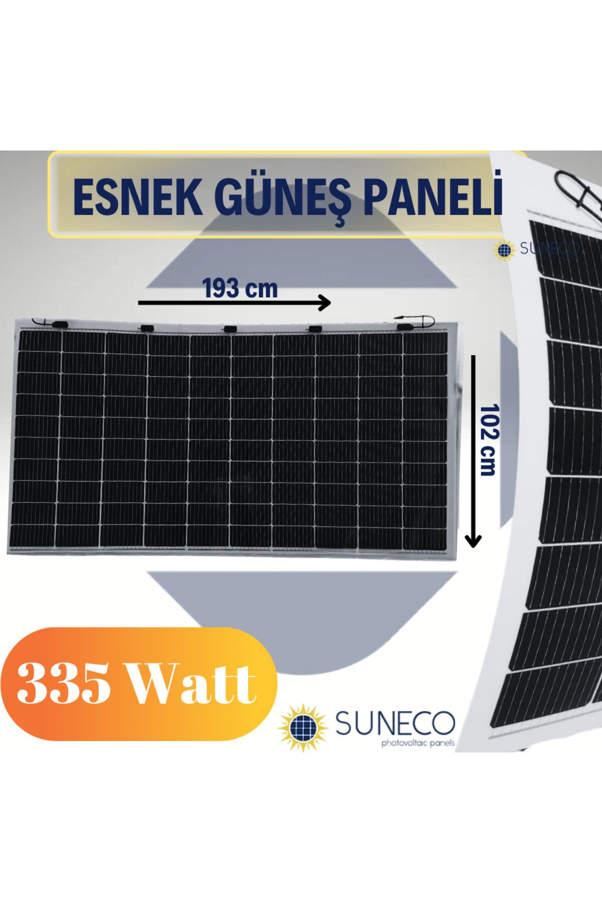 Suneco 335 Watt Yarı Esnek Güneş Paneli Half Cut Monokristal Solar Güneş Paneli Karavn