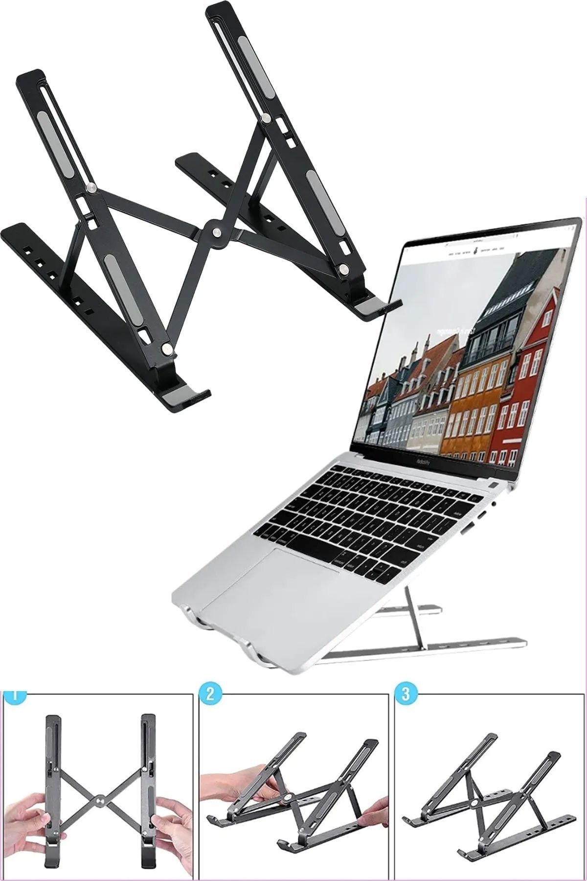 CARNIVAL LAND Kaydırmaz 7 Kademeli Ayarlanabilir Laptop Macbook Notebook Yükseltici Soğutucu Sert Plastik Stand