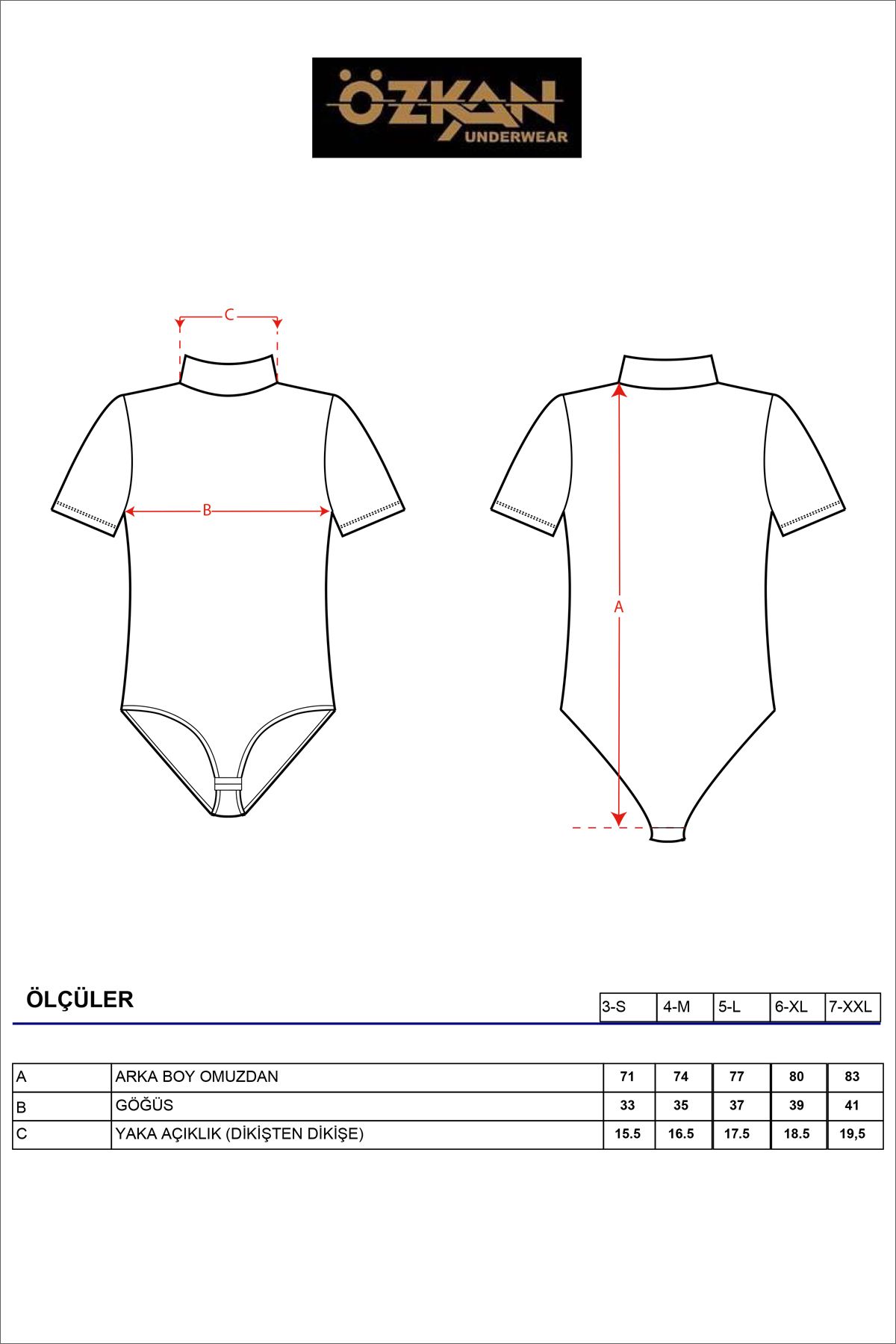 ÖZKAN underwear-Özkan 0627 Bumbac lycra pentru femei, bumbac pieptănat, guler vertical, cu mânecă scurtă, corp cu cârlige 5