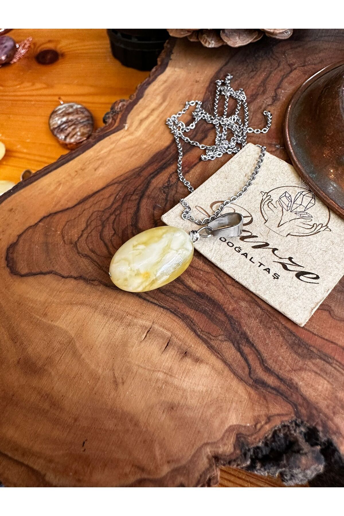 parze doğaltaş-Drop Amber Necklace 1