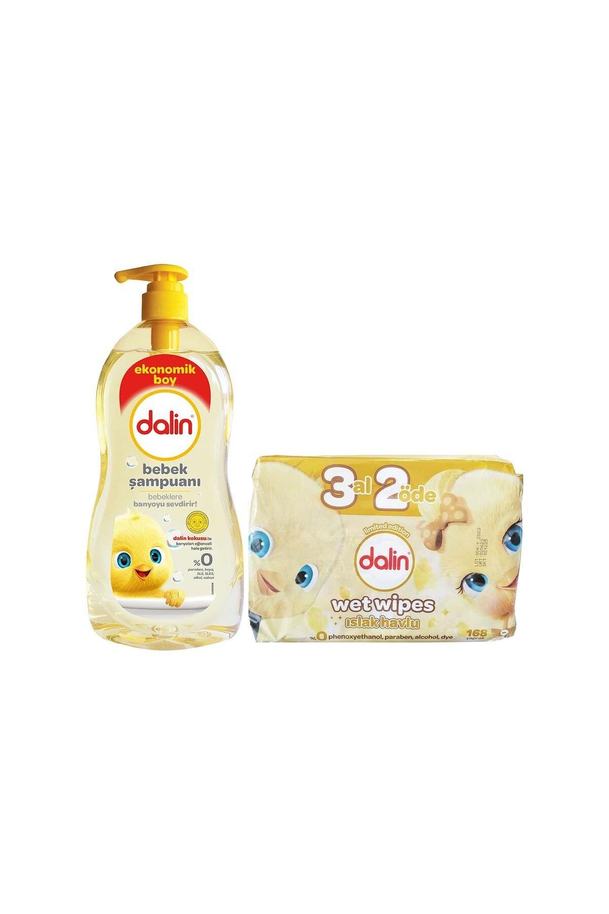 Dalin Bebek Şampuanı Klasik 900 ml ve Dalin Klasik Islak Havlu 3x56 Adet Set