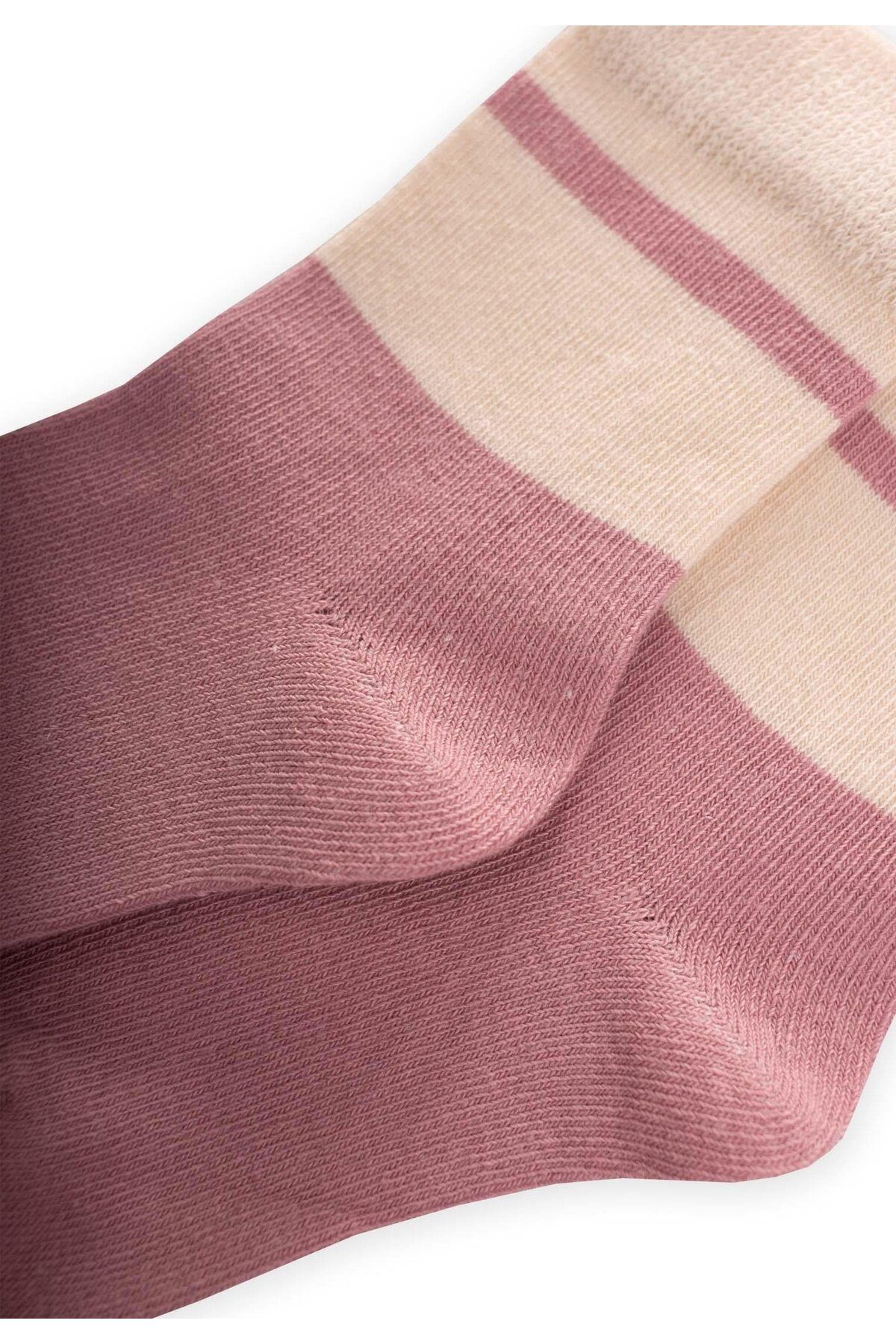 Cigit-Two Color Socks 3-8 Years Dusty Rose 2