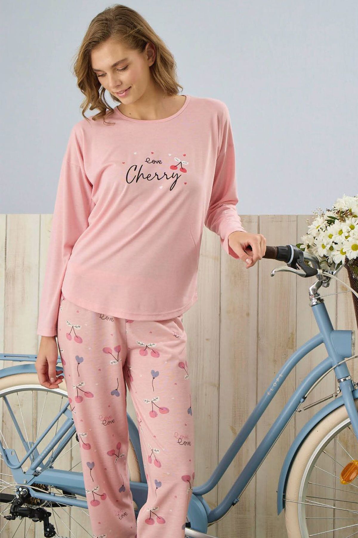 Pijamoni-Women's Long Sleeve Print Pajamas Set - Crew Neck 3