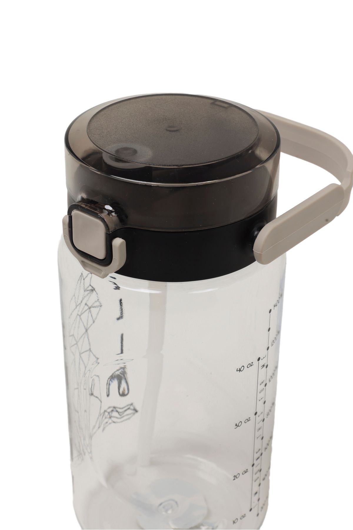 QUİCKPREP-1.5Lt Printed Beige Water Bottle with Straw 4