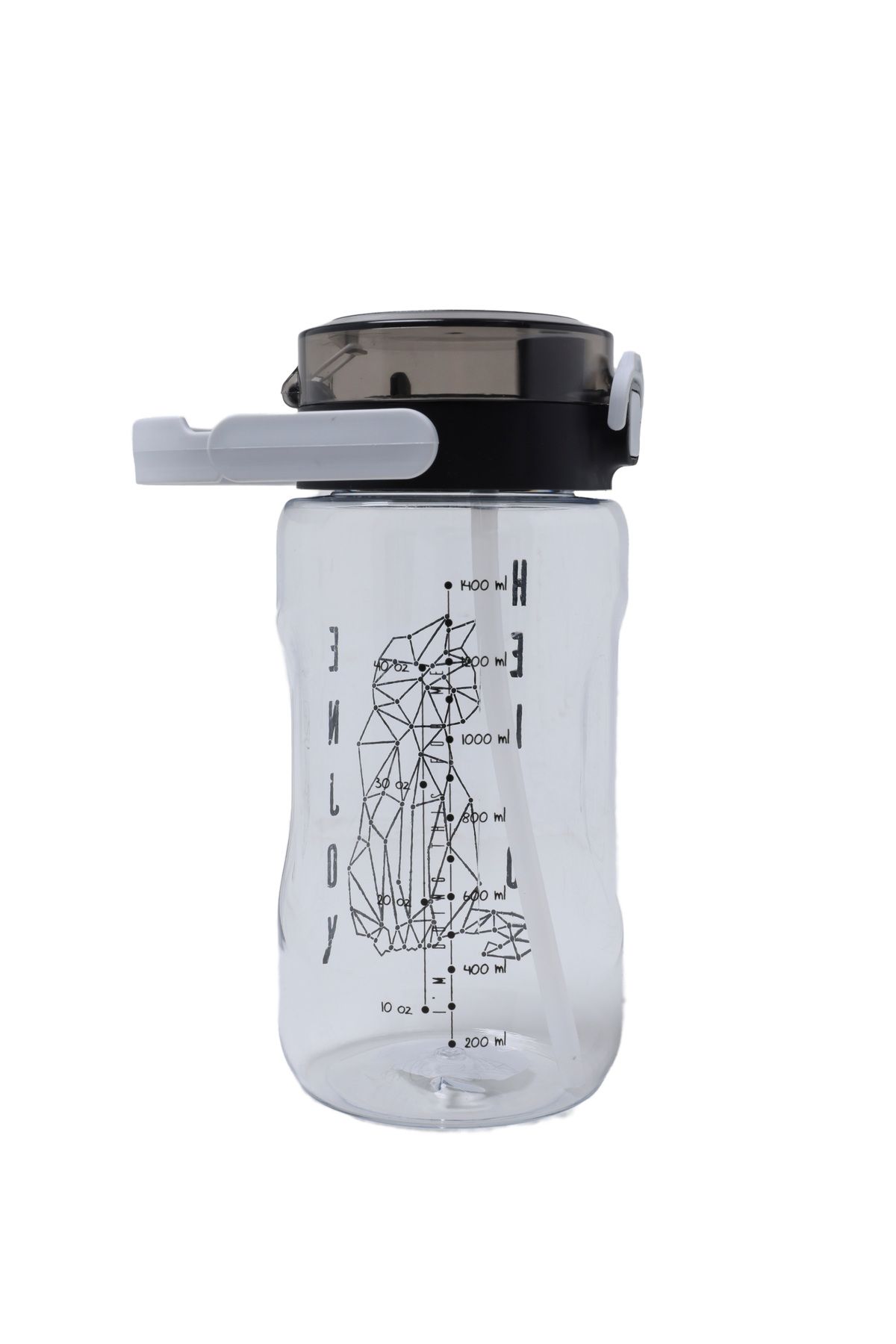 QUİCKPREP-1.5Lt Printed Beige Water Bottle with Straw 2