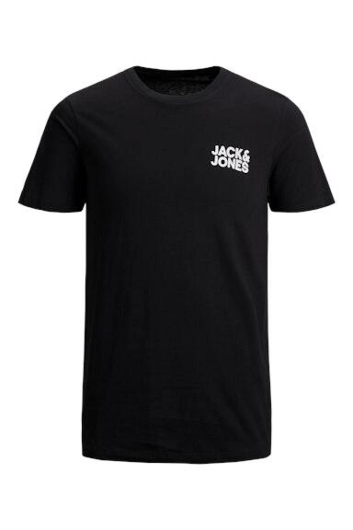 Jack & Jones Jack Jones Erkek Jjecrop Logo Bisiklet Yaka Siyah Tişört 12158505