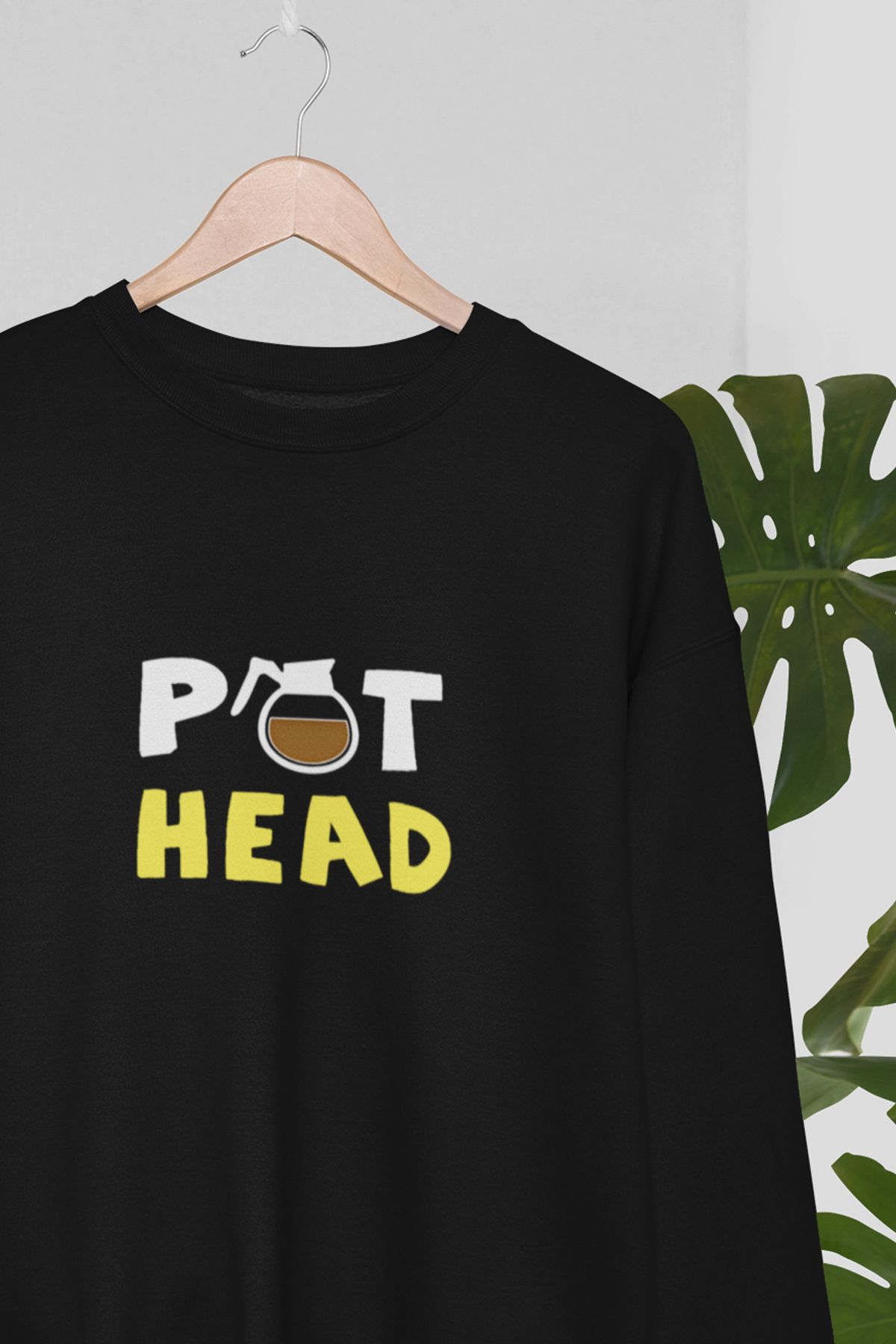 qoeuyl boutique Pot Head Baskılı Eğlenceli Unisex Bisiklet Yaka Sweatshirt