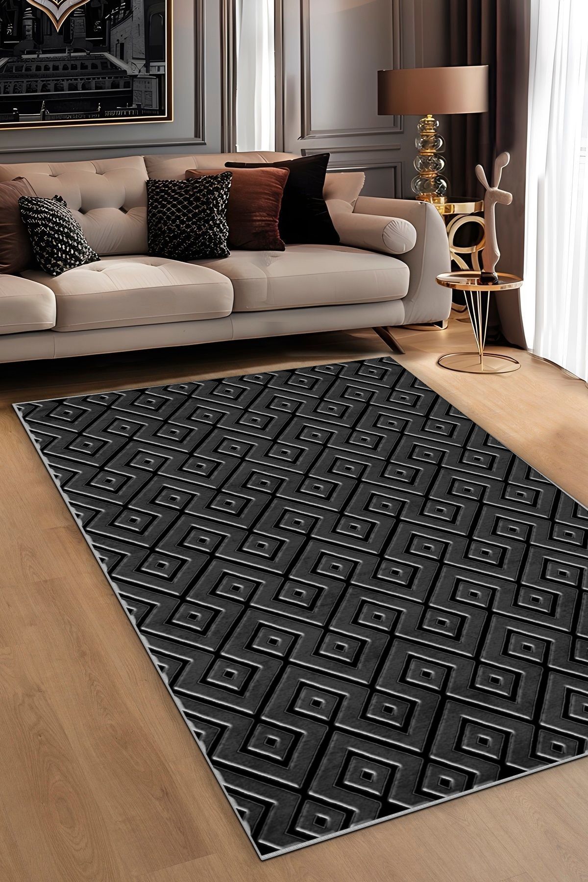 Alina Carpet Eco Touch Süngersiz Konspet Tasarım Dijital Baskılı  Salon Halısı Mutfak Halısı