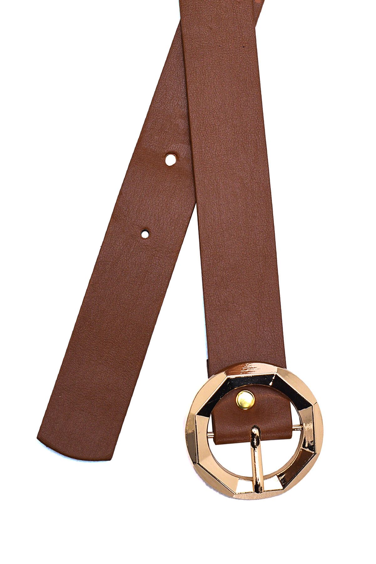 Paçuli Moda-Round Buckle 2-Piece Women's Belt 20141 2