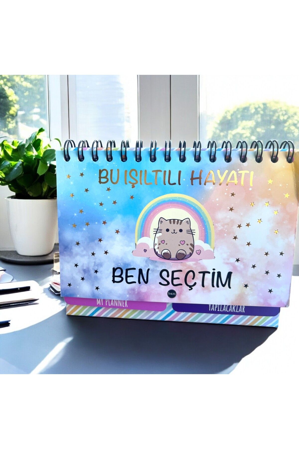 BAK GEL AL Bu Işıltılı Hayatı Ben Seçtim- Masaüstü Haftalık Planlayıcı – Renkli ve Eğlenceli Tasarım