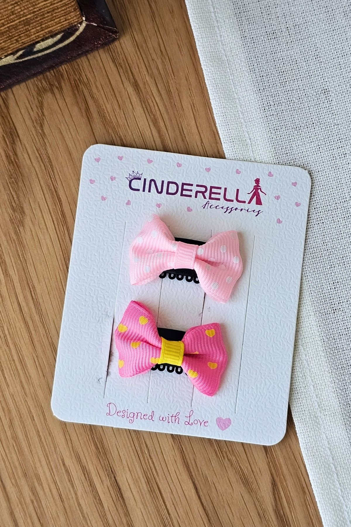 Cinderella 2'li Fiyonklu Kurdele Saçsız Bebek Tokası - Az Saçlı Kız Bebek Toka Seti Çıtçıtlı Yenidoğan Tokası