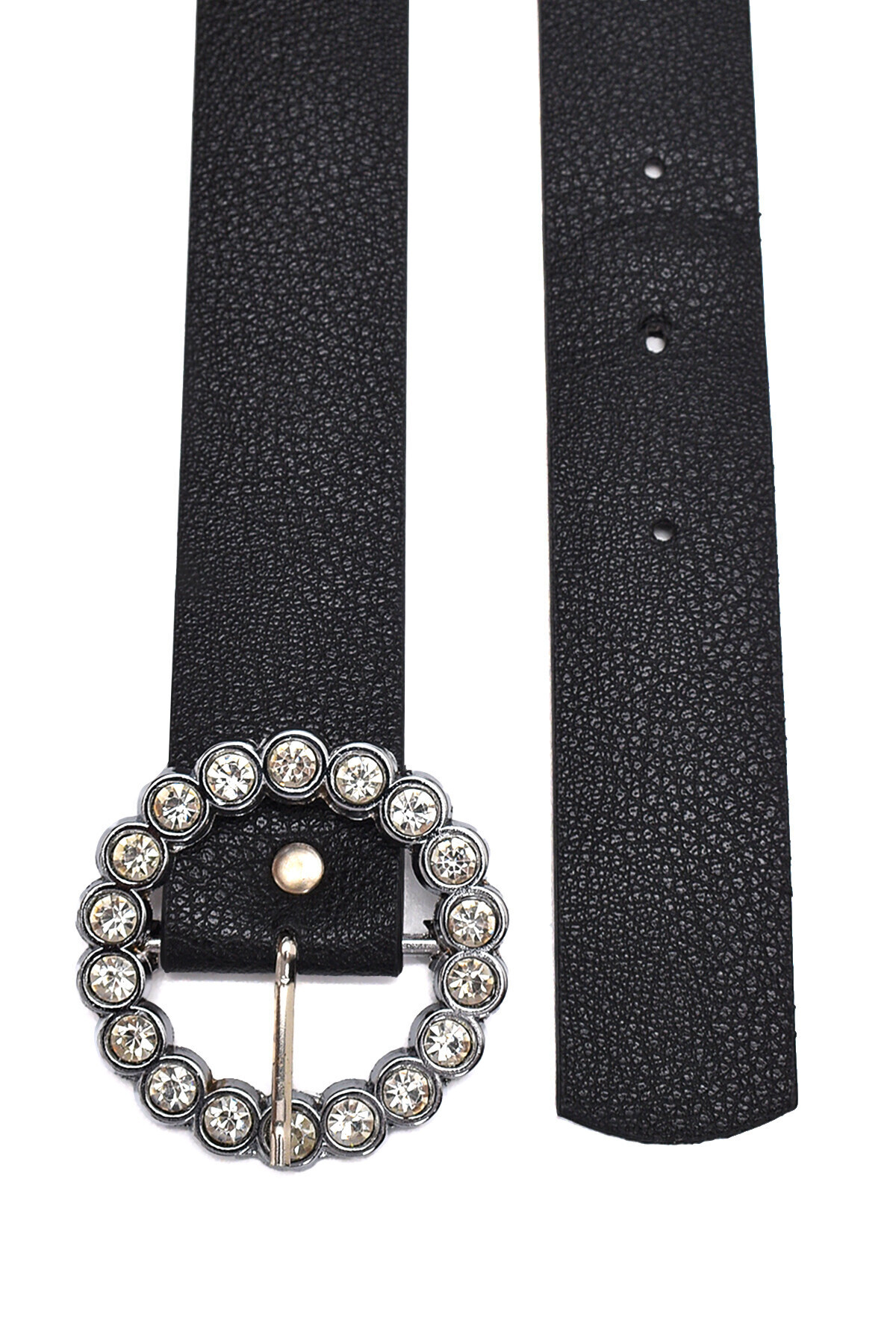 Paçuli Moda-Round Jewelled Buckle Women's Belt 2